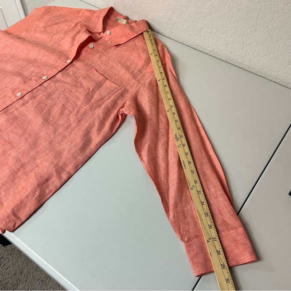 Tommy Bahama Women’s 100% Linen Classic Button Down Blouse Coral Pink Size L - Picture 9 of 10